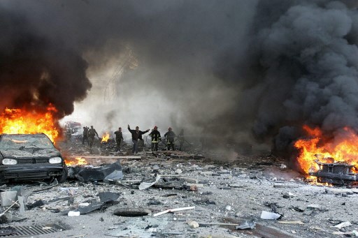 La scène du crime, le 14 février 2005. (Photo AFP). 
