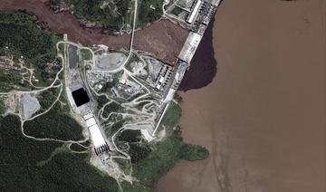Ci-dessus, le projet du Grand barrage de la renaissance éthiopienne (Gerd) le 11 juillet 2020 (Maxar Technologies/AFP)