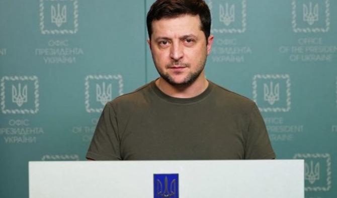 Capture d'écran du président ukrainien Volodymyr Zelensky prononçant un discours à Kiev, le 1er mars 2022. (Photo, AFP)