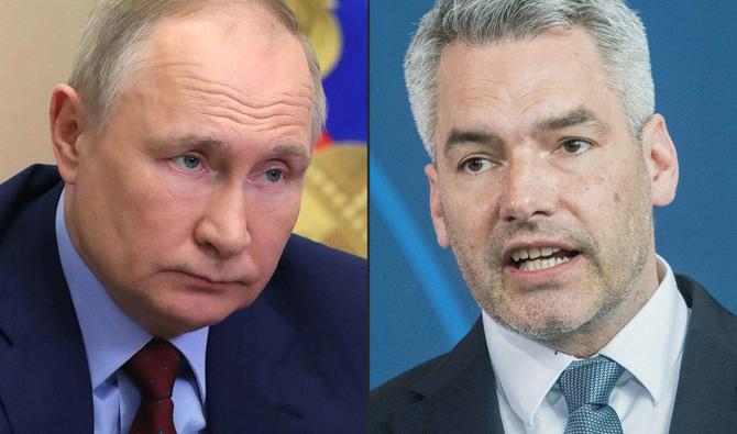 La rencontre entre le président russe Vladimir Poutine et le chancelier autrichien Karl Nehammer, premier dirigeant européen reçu au Kremlin depuis le début de l'intervention en Ukraine, a commencé. (Photo, AFP)