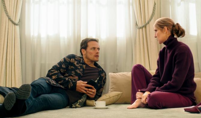 Céline Dion aux côtés de l'acteur écossais Sam Heughan. (Photo, Twitter, @celinedion)
